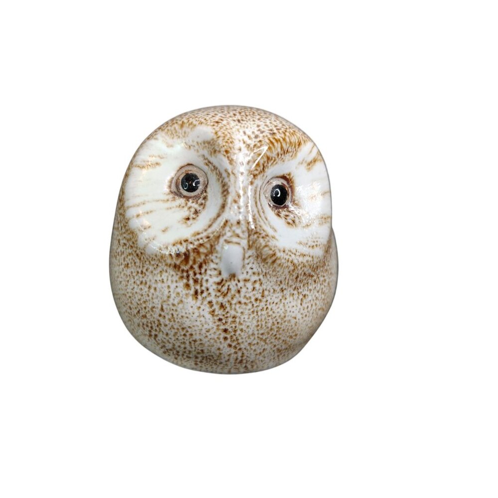 Pigeon Forge Pottery Brown Speckled Owl Artist D. Ferguson Signed Bird MCM